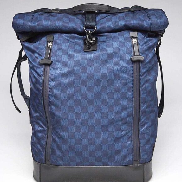 Louis Vuitton Blue Damier Nylon Cup Sirocco Backpack Bag - Picture 1 of 12